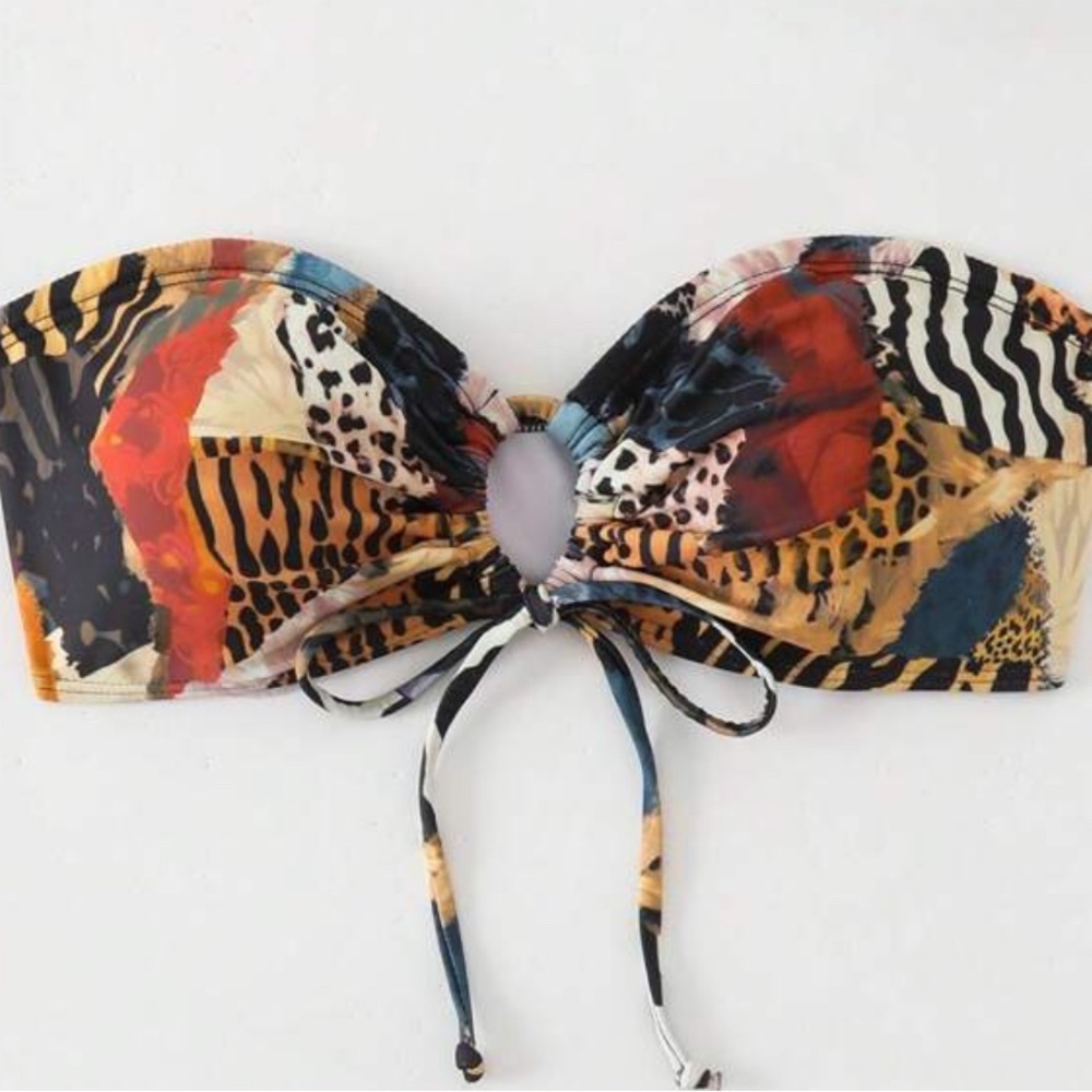 Multicolor Strapless Bikini Top